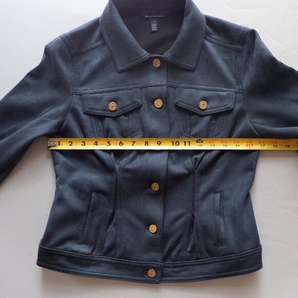 White House Black Market Faux Suede Flirty Jacket Small - Deep Blue - Picture 3 of 14